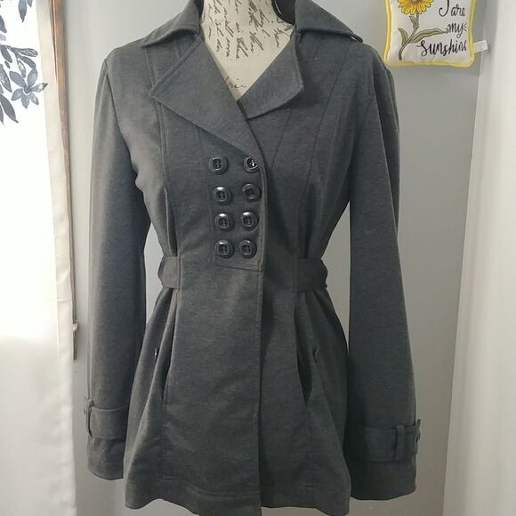 Heart Soul Double Breasted Light Jacket M Dark Grey - Picture 1 of 9